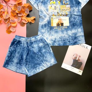 Đồ bộ đùi vải cotton loang in hình thời trang