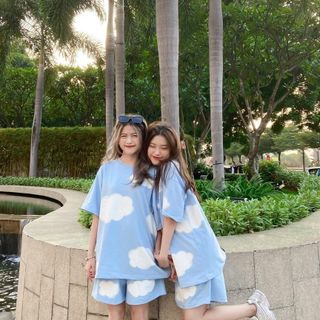 Đồ bộ in đám mây chất tun cotton co giản