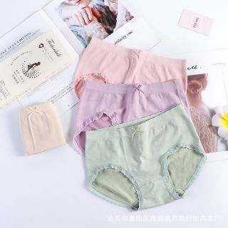 Quần Lót Nữ, Cotton, Kháng Khuẩn, Freesize, Chun Nơ Phối Viền Ren Mềm, Ôm Sát Vòng 3 Định Hình, Quần Lót Nhậ