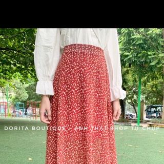 Chân váy hoa nhí vintage nhiều màu - Chân váy dài vintage