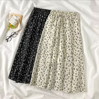 Chân váy hoa nhí vintage nhiều màu - Chân váy dài vintage