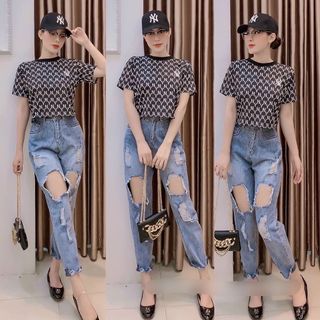 Áo thun croptop in hình