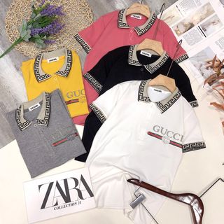 Áo thun cổ bẻ phối viền