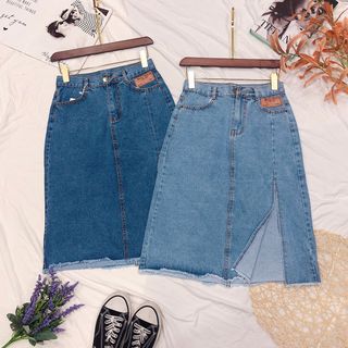 Chân váy Jean dài xẻ tà