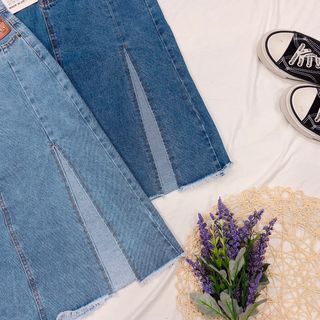 Chân váy Jean dài xẻ tà