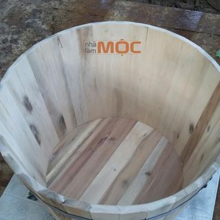 Chậu gỗ tròn trồng cây sân vườn cao cấp - Size S