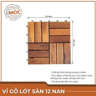 Vỉ gỗ lót sàn sân thượng, sàn nhà - 12 nan
