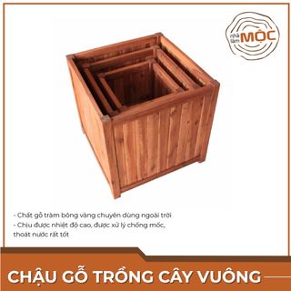 Chậu gỗ trồng cây sân vườn - Hình vuông - Size L giá sỉ