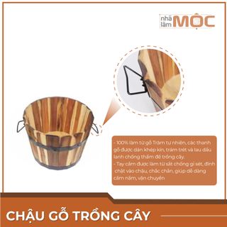 Chậu gỗ tròn trồng cây, trồng rau sân vườn - Size XL giá sỉ