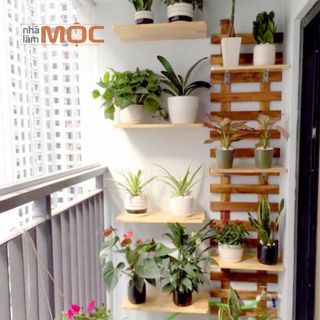Khung gỗ treo tường trang trí ban công - 80x80 cm