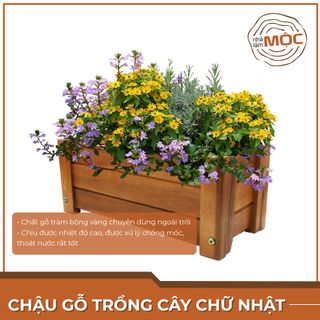 Chậu gỗ trồng cây ban công - Hình chữ nhật - Size L