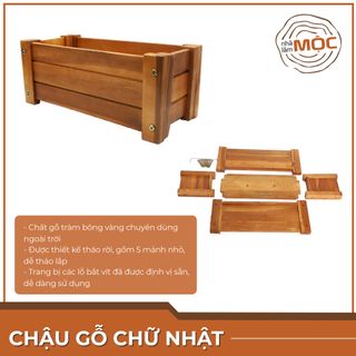 Chậu trồng cây bằng gỗ - Hình chữ nhật - Size S