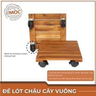 Đế gỗ lót chậu cây có bánh xe di chuyển