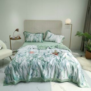 Bộ Chăn Ga Gối Tencel Chăn Trần Bông Tơ Tằm