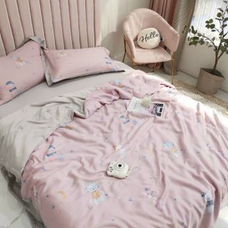 Bộ Chăn Ga Gối Tencel Chăn Trần Bông Tơ Tằm
