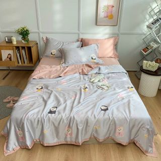 Bộ Chăn Ga Gối Tencel Chăn Trần Bông Tơ Tằm