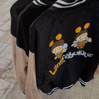 Áo khoác nhung kiểu bomber logo chú ông đẹp