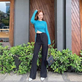 QUẦN ỐNG LOE LƯNG CAO SƠ VIN KHÔNG KHÓA CHUẨN PHOM - May theo yêu cầu