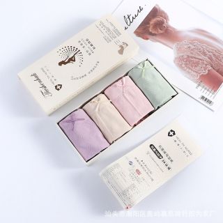Quần Lót Nữ, Cotton, Kháng Khuẩn, Freesize, Chun Nơ Phối Viền Ren Mềm, Ôm Sát Vòng 3 Định Hình, Quần Lót Nhật