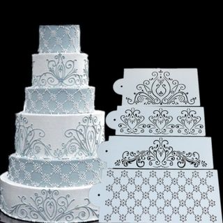 Bộ 4 khuôn rắc bột, trang trí bánh, làm viền rau câu, fondant hoa văn kiểu Hàn Quốc - Mã số 729 giá sỉ