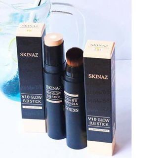 Kem Nền V10 Glow B.B Stick Skinazzz Kết Hợp Cọ Trang Điểm 2 in 1 - Hàn Quốc