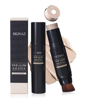 Kem Nền V10 Glow B.B Stick Skinazzz Kết Hợp Cọ Trang Điểm 2 in 1 - Hàn Quốc