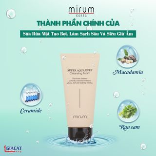 SỬA RỬA MẶT TẠO BỌT, LÀM SẠCH SÂU & SIÊU GIỮ ẨM (MIRUM SUPER AQUA DEEP CLEANSING FOAM)