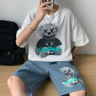 Đồ bộ in gấu chất thun cotton co giản thoáng mát