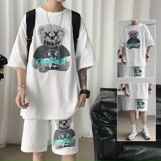 Đồ bộ in gấu chất thun cotton co giản thoáng mát