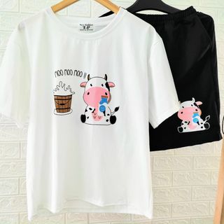 Set đồ bộ in hình bò sữa siêu dễ thương