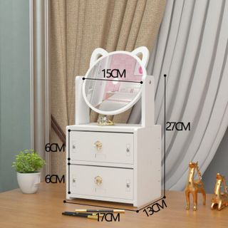 Kệ Gỗ 2 Tầng Kèm Gương Soi