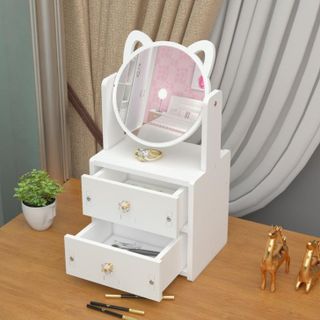 Kệ Gỗ 2 Tầng Kèm Gương Soi