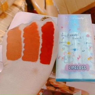 🦢🦢Set 3 son kem KISS BESUTY LIPGLOSS Quack Quack vịt trắng siêu dễ thương 🦢🦢