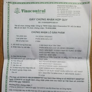 Phân Hữu Cơ VN GENKI ORAGANIC (Phân Gà Hữu Cơ Nhật Bản Dạng Viên Nén ) bao 15kg