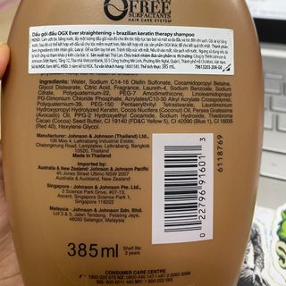 Dầu gội (dầu xả) OGX Ever straightening + brazilian keratin therapy (có tem phụ)