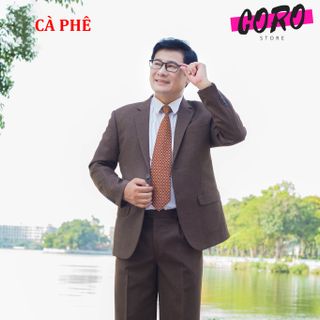 Bộ Vest Nam Trung Niên Cao Cấp Dáng Suông, Ống Rộng