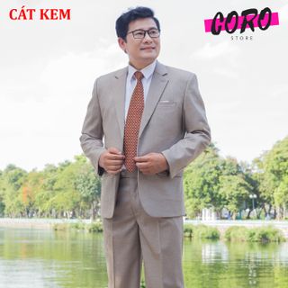 Bộ Vest Nam Trung Niên Cao Cấp Dáng Suông, Ống Rộng