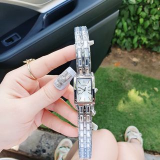 Đồng hồ nữ dây da Cho,pảrd đá chữ nhật