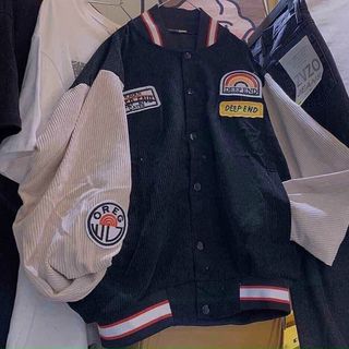 Áo khoác nhung kiểu bomber logo DEEP END phong cách hàng quốc