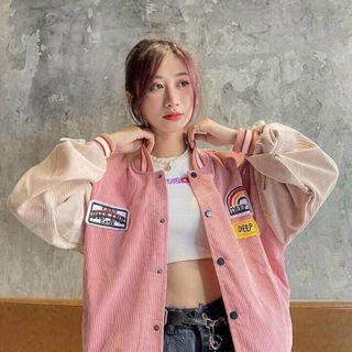 Áo khoác nhung kiểu bomber logo DEEP END phong cách hàng quốc