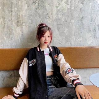 Áo khoác nhung kiểu bomber logo DEEP END phong cách hàng quốc