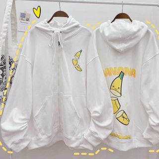 Áo hoodie chống nắng thun nỉ in trái chuối BANANA rõ đẹp