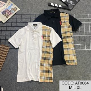 Áo thun Chữ B thêu phối nửa thân sọc