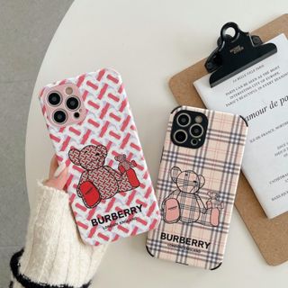 Ốp da viền vuông chống sốc in hình Gấu IPhone 6 đến 12 Pro Max