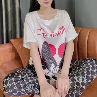 Satin in 3d Micky Cổ Thuyền (Dài Cộc)