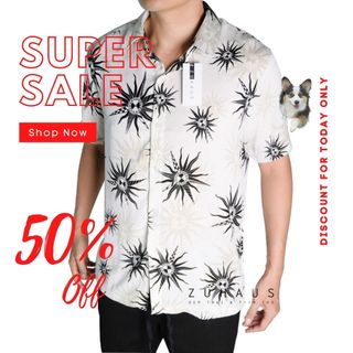 Áo sơ mi nam form vừa vải Hàn Quốc hình mặt trời (Hàng thiết kế - Zuhaus)