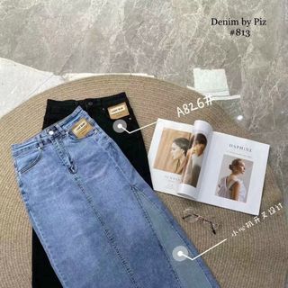 chân váy jean xẻ dáng dài