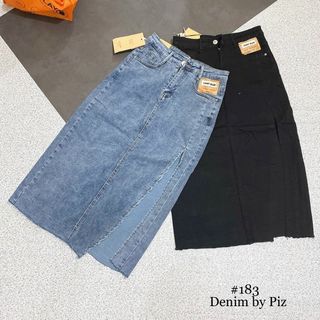chân váy jean xẻ dáng dài
