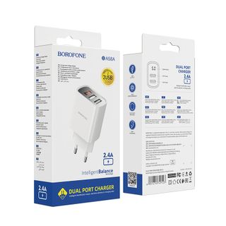 Cóc sạc BA58A Borofone - 2 cổng sạc USB, có màn LCD hiển thị sạc chuẩn EU