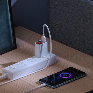 Bộ cóc cáp sạc BA58 Borofone - 2 cổng sạc USB, có màn LCD hiển thị sạc - cổng Micro chuẩn US